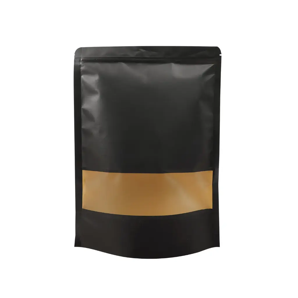 Stand Up Pouch Black with Window 10cm x 15cm | Astra Supply